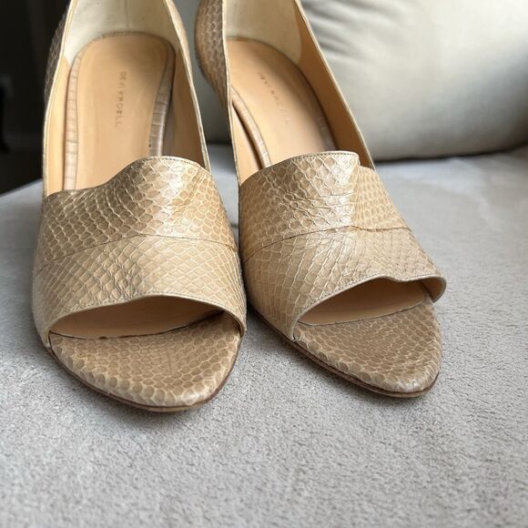 Devi Kroell Neutral Tan Python Stiletto Silver Heel Pump Women EU 40 9.5 Classic - Picture 10 of 16